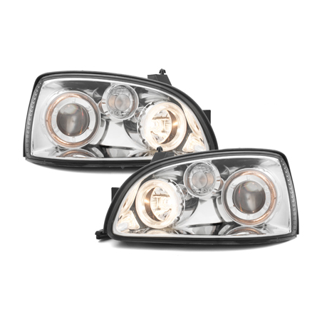 Phares Renault Clio 96-98  avec 2 Anneaux lumineux Angel Eyes  Chrome