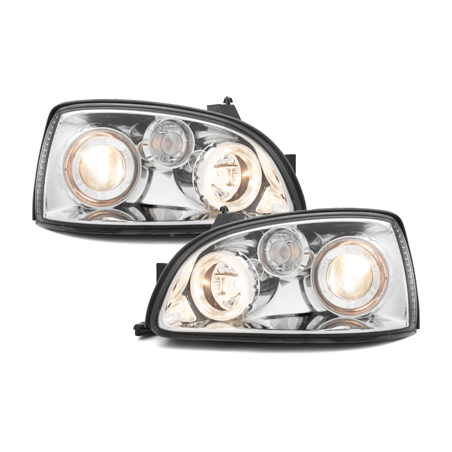 Phares Renault Clio 96-98  avec 2 Anneaux lumineux Angel Eyes  Chrome