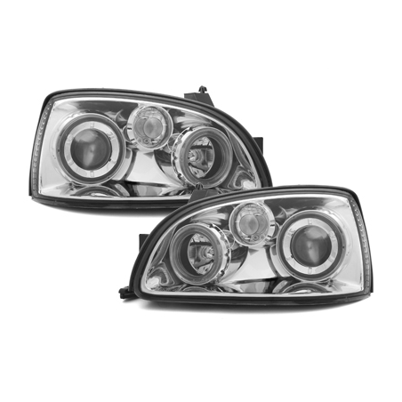 Phares Renault Clio 96-98  avec 2 Anneaux lumineux Angel Eyes  Chrome