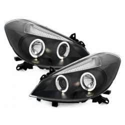 Phares Renault Clio III 05+  avec 2 Anneaux lumineux Angel Eyes   Noir