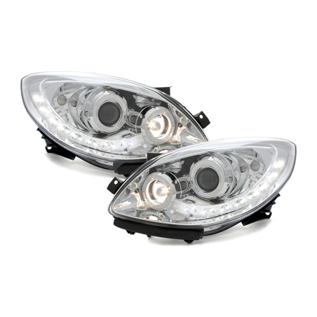 Phares DAYLINE Renault Twingo II 07+ avec Feux Diurne Led Chrome