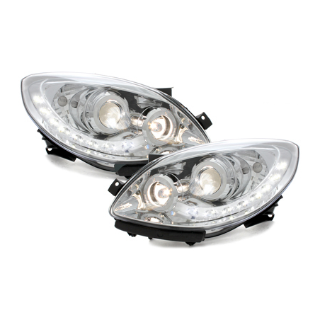 Phares DAYLINE Renault Twingo II 07+ avec Feux Diurne Led Chrome