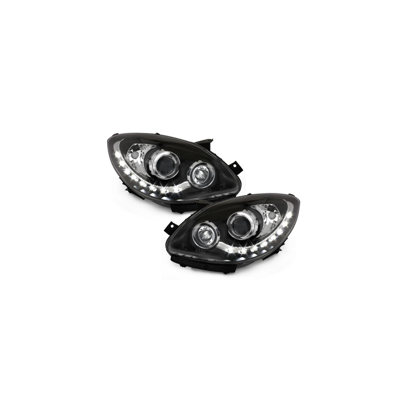 Phares DAYLINE Renault Twingo II 07+ avec Feux Diurne Led Noir