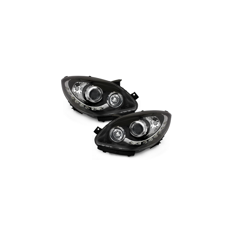 Phares DAYLINE Renault Twingo II 07+ avec Feux Diurne Led Noir