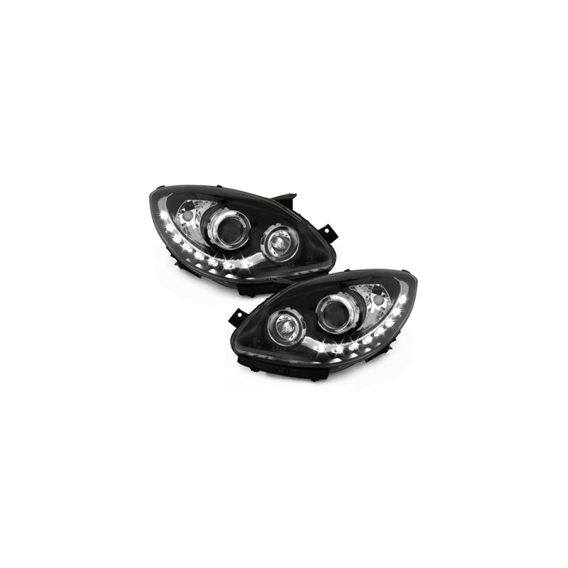 Phares DAYLINE Renault Twingo II 07+ avec Feux Diurne Led Noir