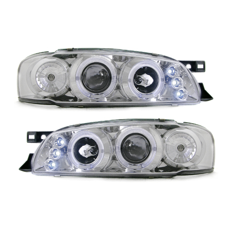 Phares Subaru Impreza 97+  avec 2 Anneaux lumineux Angel Eyes  Chrome