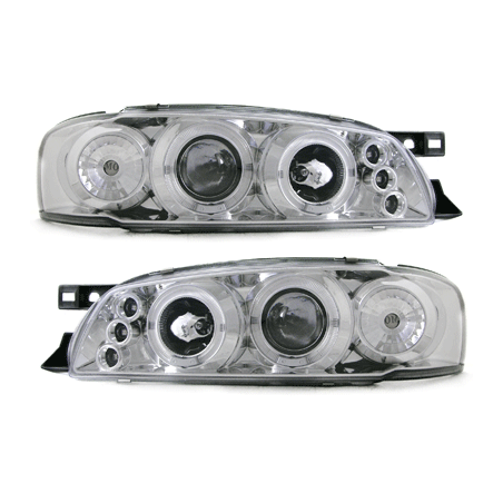 Phares Subaru Impreza 97+  avec 2 Anneaux lumineux Angel Eyes  Chrome