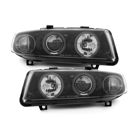 Phares avec anneaux lumineux LED Seat Leon/Toledo 99-04 Noir