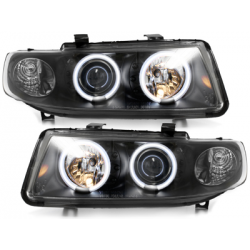Phares Seat Leon/Toledo 99-04  avec anneaux lumineux angel eyes CCFL  Noir