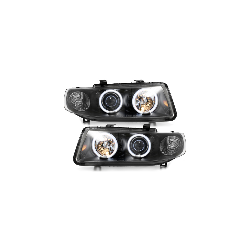 Phares Seat Leon/Toledo 99-04  avec anneaux lumineux angel eyes CCFL  Noir