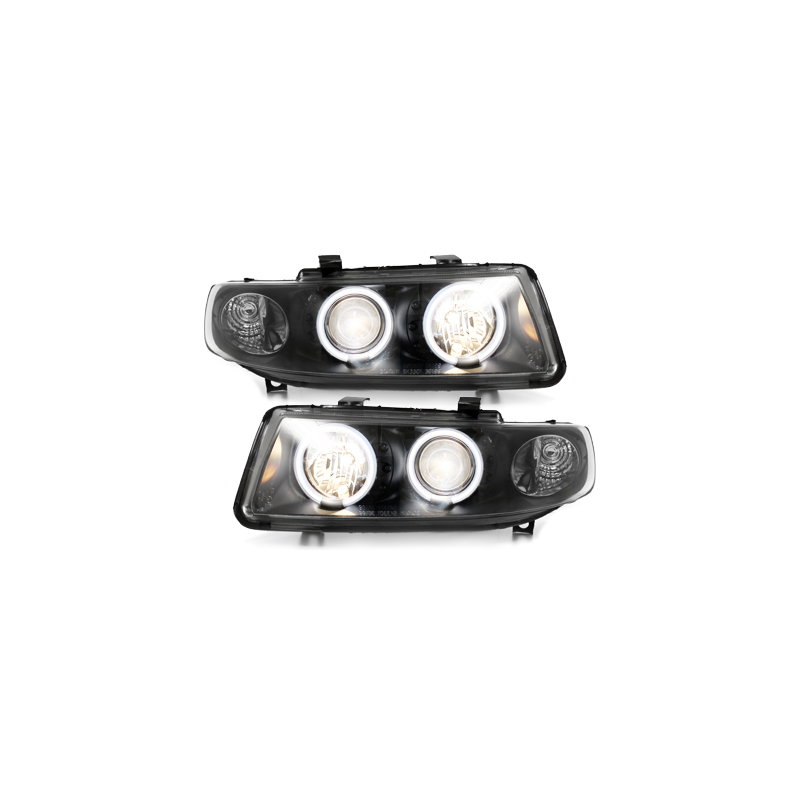 Phares Seat Leon/Toledo 99-04  avec anneaux lumineux angel eyes CCFL  Noir