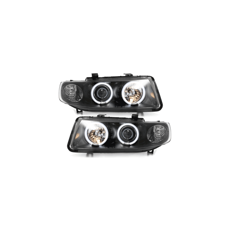 Phares Seat Leon/Toledo 99-04  avec anneaux lumineux angel eyes CCFL  Noir