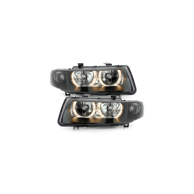Phares avec anneaux lumineux LED Seat Leon/Toledo 99-04 Noir