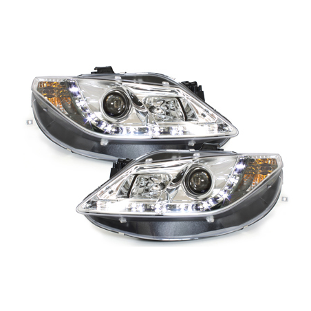 Phares LED DRL Seat Ibiza 6J 08 - (Optique Xénon) Chrome  Phares livr&eacute; par paire.Ce montent en lieu et place de vos ancie