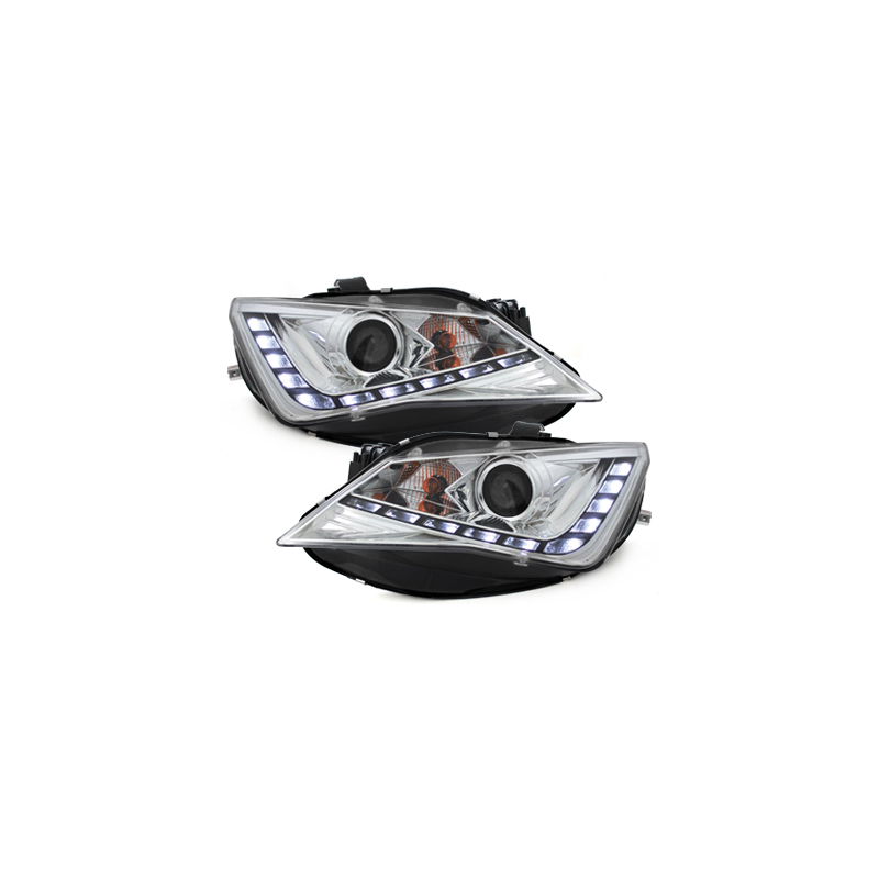 Phares avec feux diurnes Seat Ibiza 6J 12+_FR-Design" chromé"