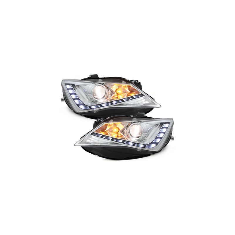 Phares avec feux diurnes Seat Ibiza 6J 12+_FR-Design" chromé"