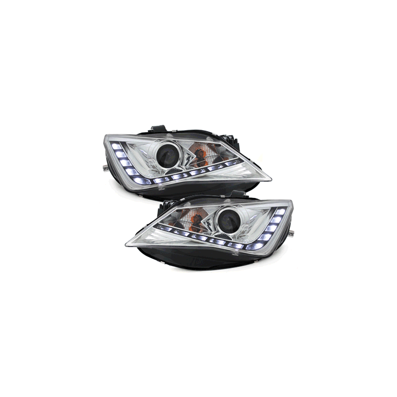 Phares avec feux diurnes Seat Ibiza 6J 12+_FR-Design" chromé"