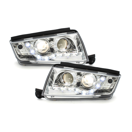 Phares LED DRL Skoda Fabia 99-07 Chrome