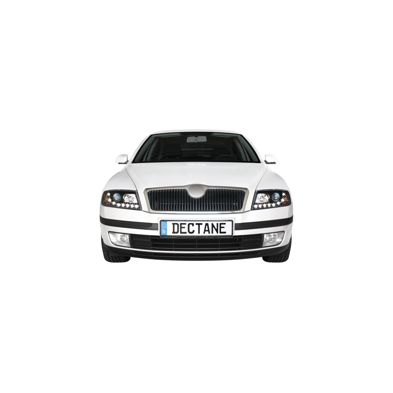 Phares LED DRL Skoda Octavia II 04-09 Noir