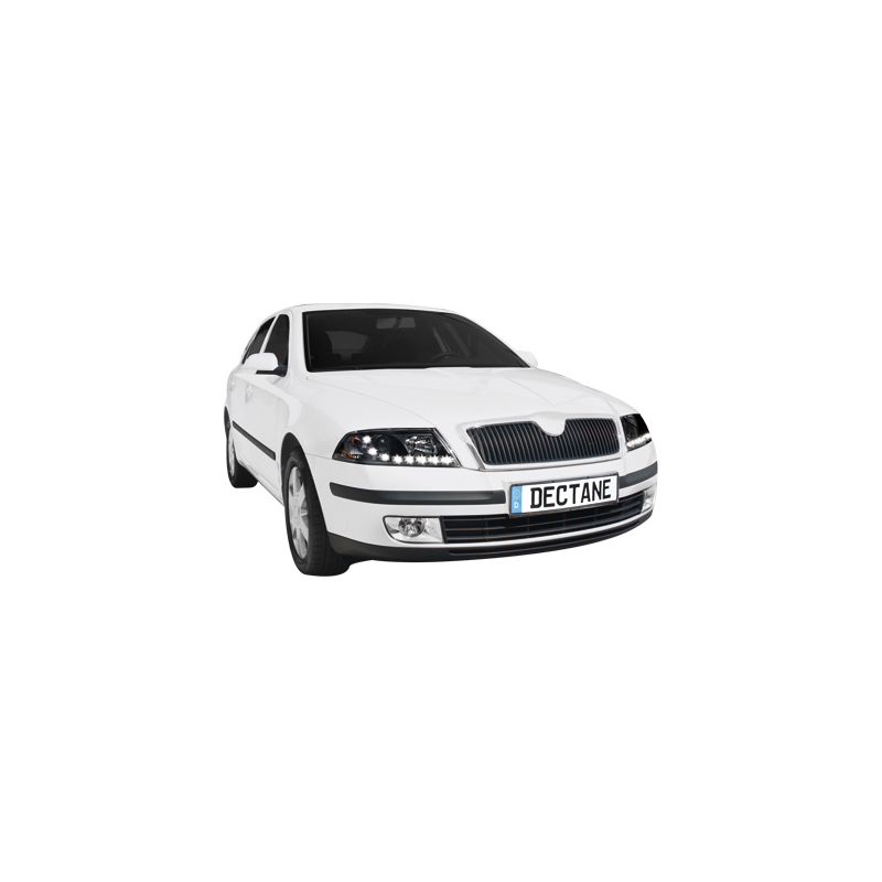 Phares LED DRL Skoda Octavia II 06-09 Noir