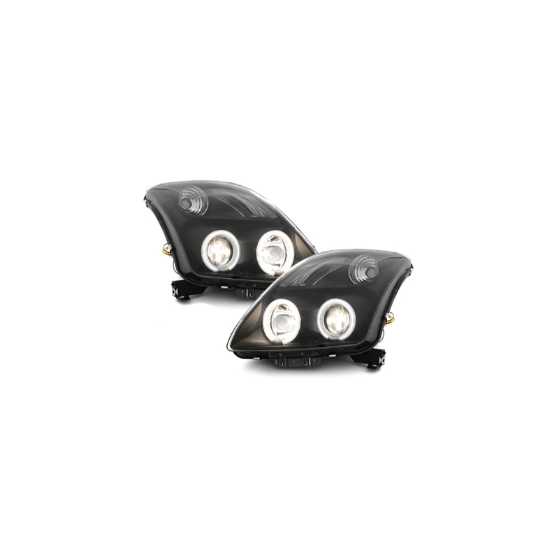 Phares Suzuki Swift 05-10 avec anneaux lumineux angel eyes CCFL  Noir