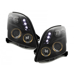 Phares Suzuki Swift 05-10 avec 2 Anneaux lumineux Angel Eyes  Noir