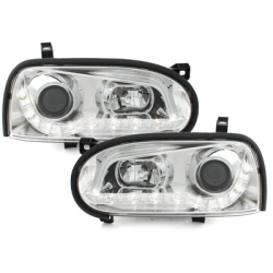 Phares avec LED DRL VW Golf III 92-98 chrome