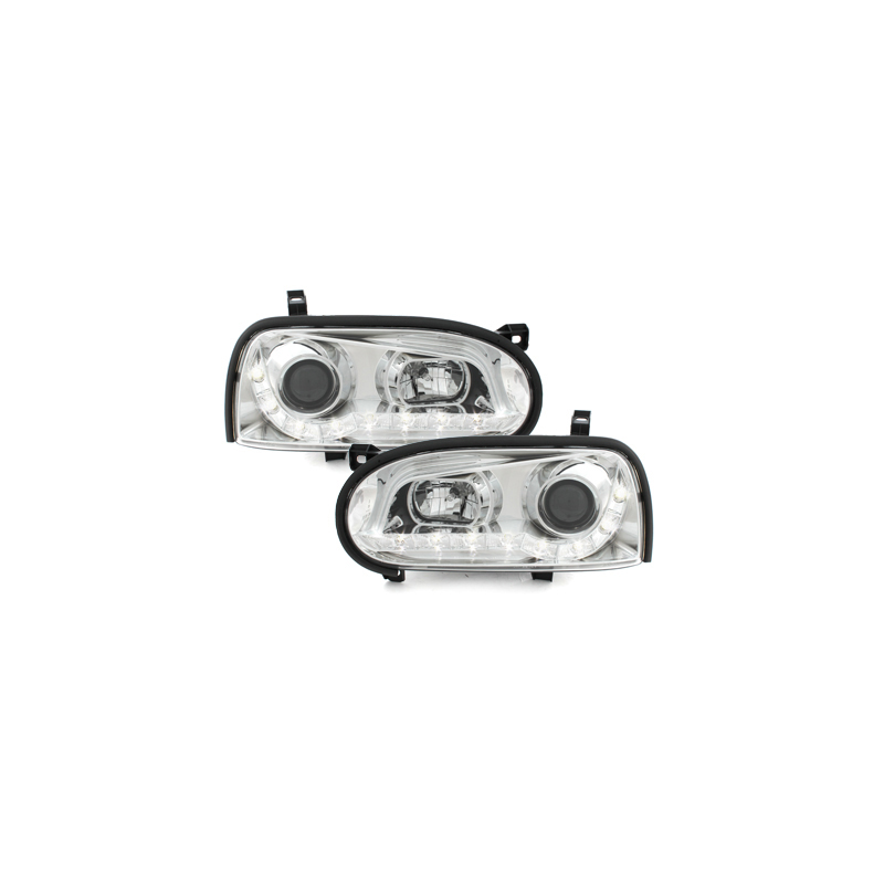 Phares avec LED DRL VW Golf III 92-98 chrome