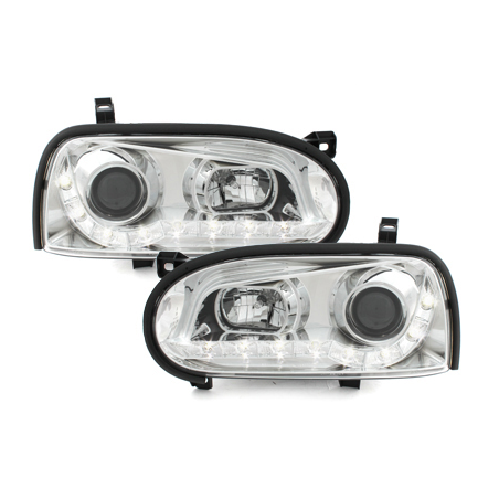 Phares avec LED DRL VW Golf III 92-98 chrome