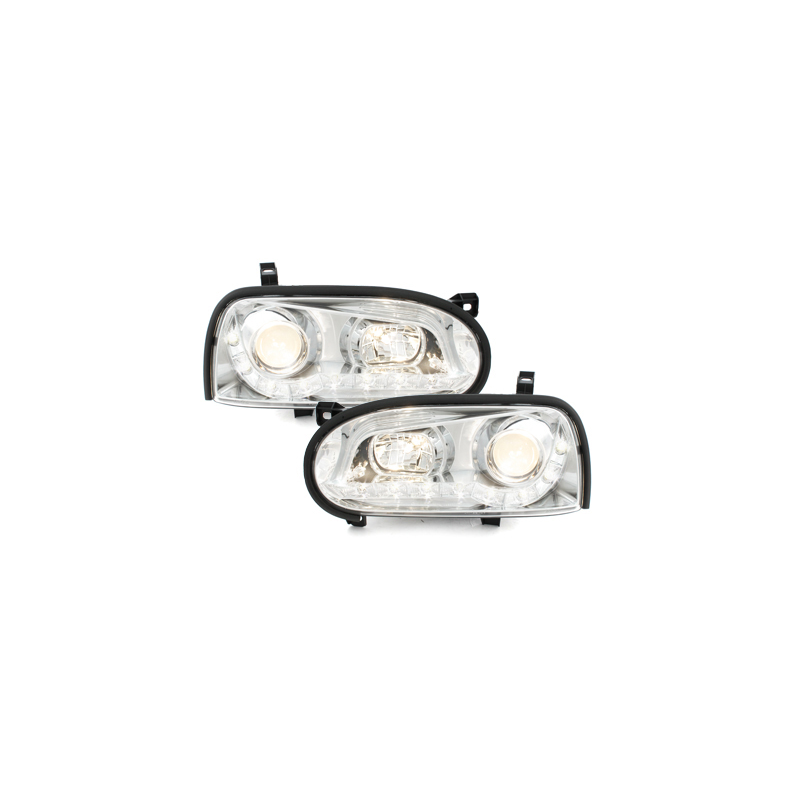 Phares avec LED DRL VW Golf III 92-98 chrome