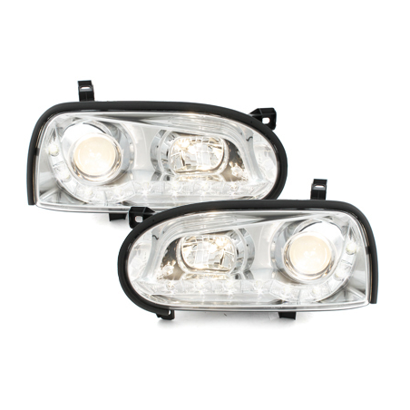 Phares avec LED DRL VW Golf III 92-98 chrome