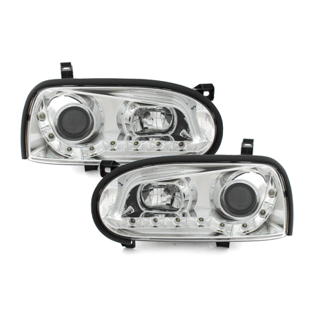 Phares avec LED DRL VW Golf III 92-98 chrome