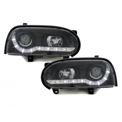Phares avec LED DRL VW Golf III 92-98 Noir