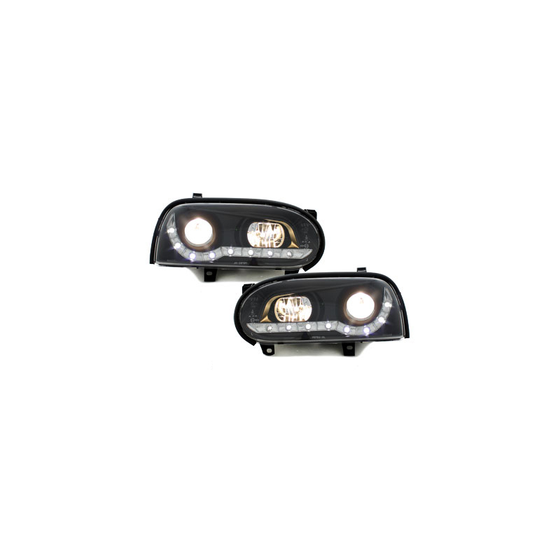 Phares avec LED DRL VW Golf III 92-98 Noir