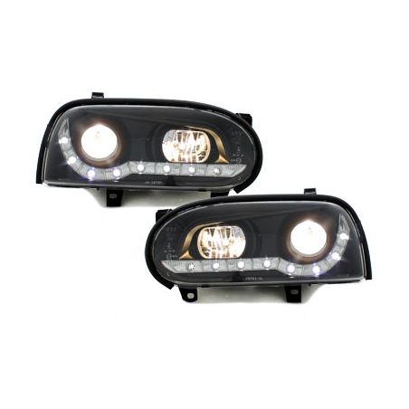 Phares avec LED DRL VW Golf III 92-98 Noir