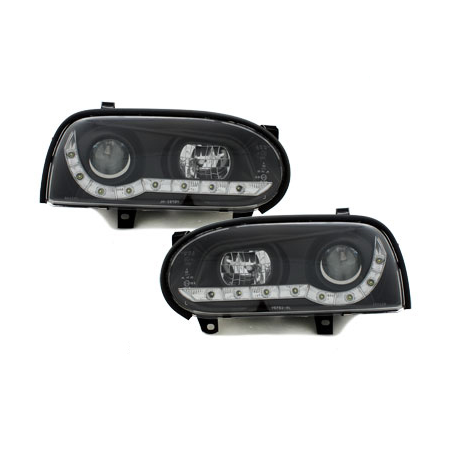 Phares avec LED DRL VW Golf III 92-98 Noir