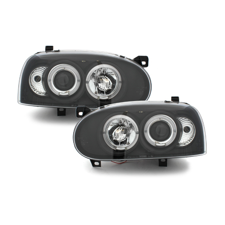 Phares avec anneaux lumineux LED VW Golf III 92-98 Noir