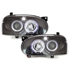 Phares avec anneaux lumineux LED VW Golf III 92-98 Noir