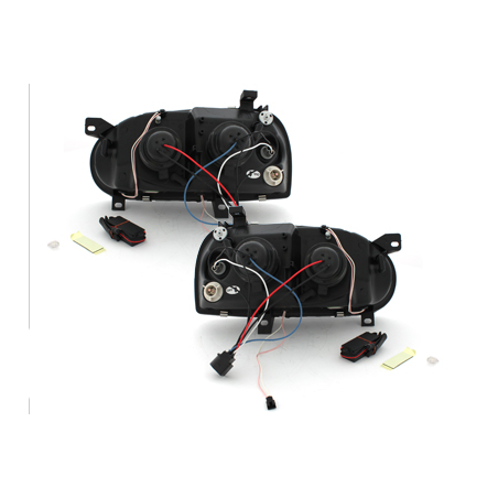 Phares VW Golf III 92-98 avec anneaux lumineux angel eyes CCFL Noir Phares VW Golf III 92-98 avec anneaux lumineux angel eyes CCFL Noir