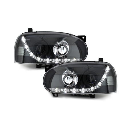 Phares avec LED DRL VW Golf III 92-98 Noir