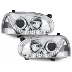 Phares avec LED DRL VW Golf III 92-98 Chrome