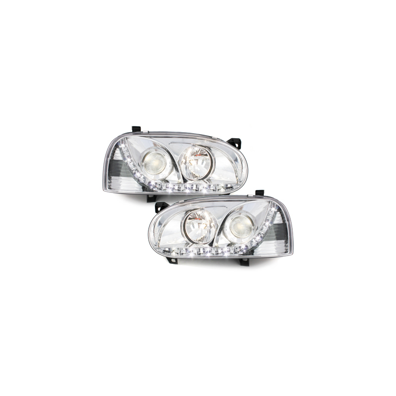 Phares avec LED DRL VW Golf III 92-98 Chrome