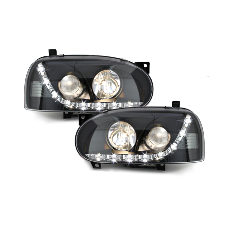 Phares avec LED DRL VW Golf III 92-98 Noir