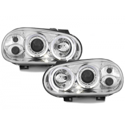 Phares avec anneaux lumineux VW Golf IV 97-04 Chrome