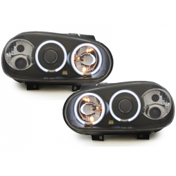Phares VW Golf IV 97-04  avec anneaux lumineux angel eyes CCFL  Noir