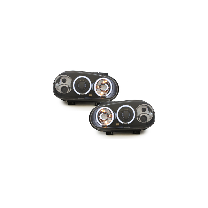 Phares VW Golf IV 97-04  avec anneaux lumineux angel eyes CCFL  Noir