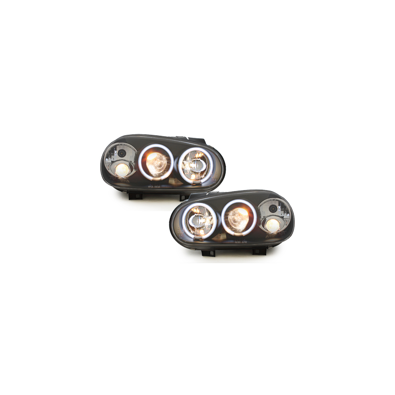 Phares VW Golf IV 97-04  avec anneaux lumineux angel eyes CCFL  Noir