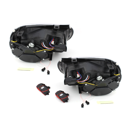 Phares VW Golf IV 97-04 avec anneaux lumineux angel eyes CCFL Noir Phares VW Golf IV 97-04 avec anneaux lumineux angel eyes CCFL Noir