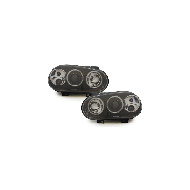 Phares VW Golf IV 97-04  avec anneaux lumineux angel eyes CCFL  Noir