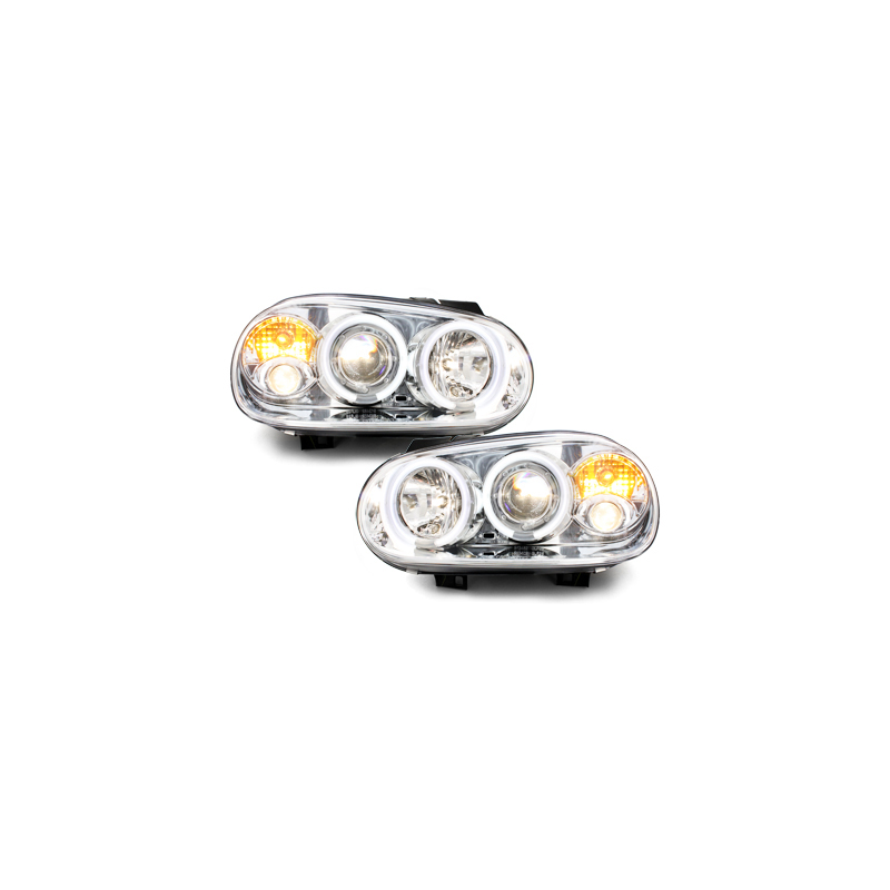 Phares VW Golf IV 97-04  avec anneaux lumineux angel eyes CCFL  Chrome